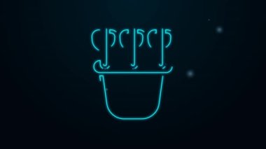 Siyah zemin üzerinde izole edilmiş ok simgesiyle parlayan neon hattı Quiver. 4K Video hareketli grafik canlandırması