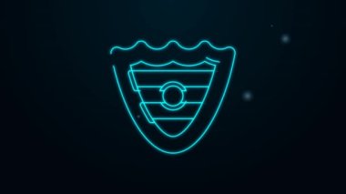 Parlayan neon çizgi simgesi siyah arkaplanda izole edildi. Gardiyan. Güvenlik, güvenlik, koruma, gizlilik kavramı. 4K Video hareketli grafik canlandırması