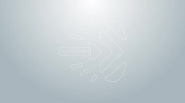 Mavi çizgi sihirli ok simgesi gri arkaplanda izole edildi. 4K Video hareketli grafik canlandırması