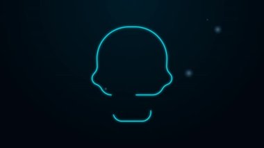 Parlayan neon hattı Skull simgesi siyah arkaplanda izole edildi. Mutlu Cadılar Bayramı Partisi. 4K Video hareketli grafik canlandırması