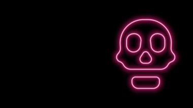 Parlayan neon hattı Skull simgesi siyah arkaplanda izole edildi. Mutlu Cadılar Bayramı Partisi. 4K Video hareketli grafik canlandırması