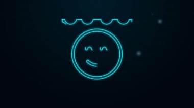 Parlayan neon hattı LSD asit izi simgesi siyah arkaplanda izole edildi. Asit narkotiği. Posta damgası. Posta pulu. Sağlık tehlikesi. 4K Video hareketli grafik canlandırması