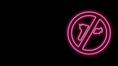 Parlayan neon hattı siyah arka planda izole edilmiş bir savaş ikonu yok. Barış sembolü. 4K Video hareketli grafik canlandırması