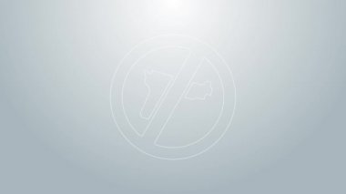 Mavi hat. Gri arkaplanda savaş ikonu yok. Barış sembolü. 4K Video hareketli grafik canlandırması