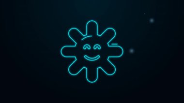 Parlayan neon hattı çiçek simgesi siyah arkaplanda izole edildi. 4K Video hareketli grafik canlandırması