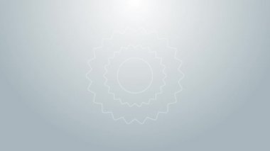 Mavi çizgi Sun simgesi gri arkaplanda izole edildi. 4K Video hareketli grafik canlandırması