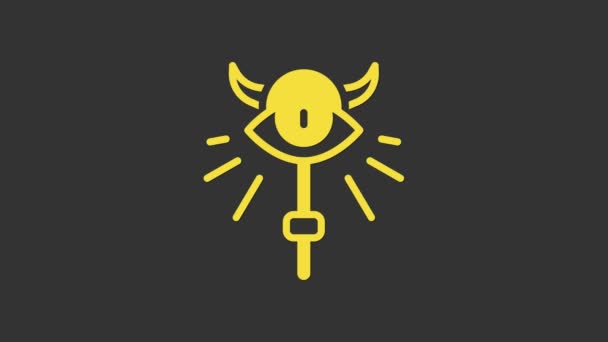 Yellow Magic staff icon isolated on grey background. Magic wand, scepter, stick, rod. 4K Video motion graphic animation — Stock Video