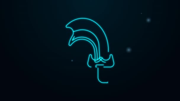 Glödande neon line svärd för spel ikon isolerad på svart bakgrund. 4K Video motion grafisk animation — Stockvideo