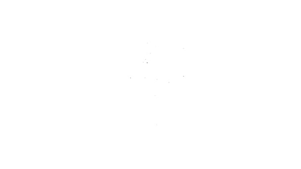 Linha preta Ícone de machado medieval isolado sobre fundo branco. Machado de batalha, machado carrasco. Arma medieval. Animação gráfica em movimento de vídeo 4K — Vídeo de Stock