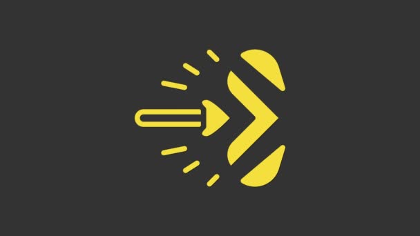 Ikona žluté magické šipky izolované na šedém pozadí. Grafická animace pohybu videa 4K — Stock video