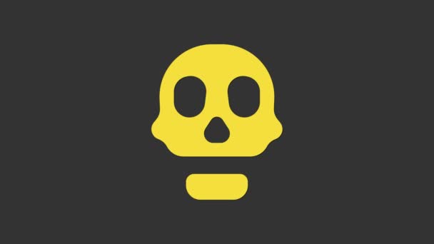 Icono de Cráneo Amarillo aislado sobre fondo gris. Feliz fiesta de Halloween. Animación gráfica de vídeo 4K — Vídeos de Stock