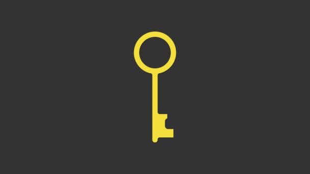 Icona Yellow Old key isolata su sfondo grigio. Animazione grafica 4K Video motion — Video Stock