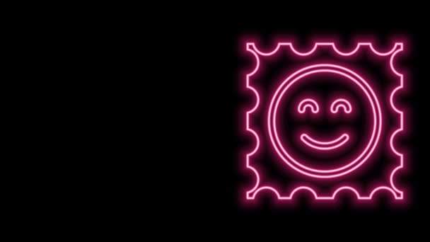 Gloeiende neon lijn LSD zuur teken pictogram geïsoleerd op zwarte achtergrond. Zuur verdovend middel. Poststempel. Postzegel. Gezondheidsgevaar. 4K Video motion grafische animatie — Stockvideo