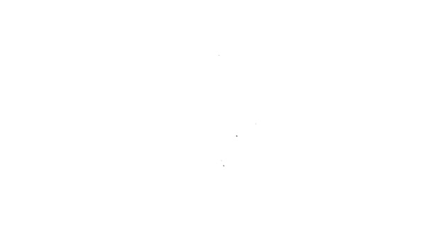 Черная линия Стеклянный бонг для курения марихуаны или конопли значок изолирован на белом фоне. Видеографическая анимация 4K — стоковое видео