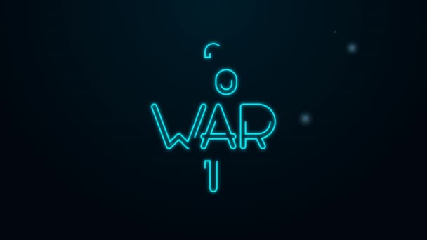 Žhnoucí neonová čára Žádná válečná ikona izolovaná na černém pozadí. Symbol míru. Grafická animace pohybu videa 4K — Stock video