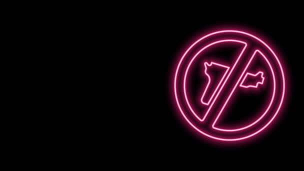 Ragyogó neon vonal Nem háborús ikon elszigetelt fekete alapon. A béke szimbóluma. 4K Videó mozgás grafikus animáció — Stock videók