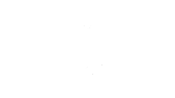 Zwarte lijn Gitaarpictogram geïsoleerd op witte achtergrond. Akoestische gitaar. Strijkmuziekinstrument. 4K Video motion grafische animatie — Stockvideo