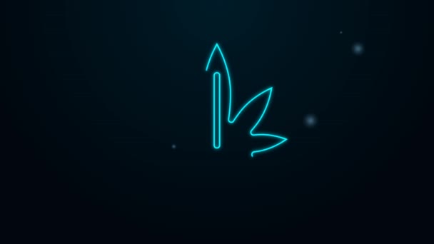 Leuchtende Leuchtschrift Medizinisches Marihuana oder Cannabisblatt auf schwarzem Hintergrund. Hanf-Symbol. 4K Video Motion Grafik Animation — Stockvideo