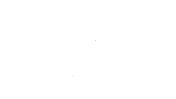 Icono de hongo Psilocybin de línea negra aislado sobre fondo blanco. Alucinación psicodélica. Animación gráfica de vídeo 4K — Vídeo de stock
