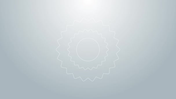 Blue line Sun icon isolated on grey background. 4K Video motion graphic animation — Stock Video