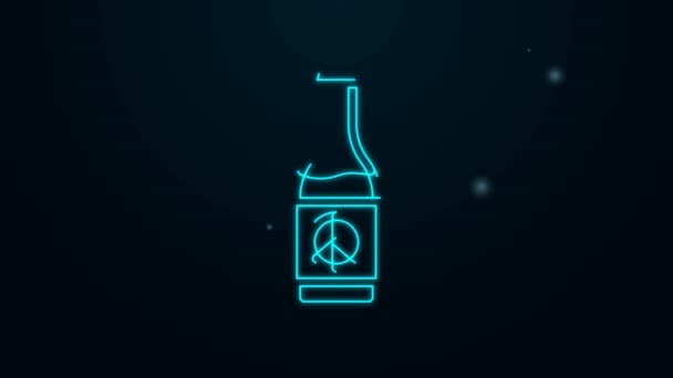 Ligne lumineuse néon icône bouteille de bière isolé sur fond noir. Animation graphique de mouvement vidéo 4K — Video