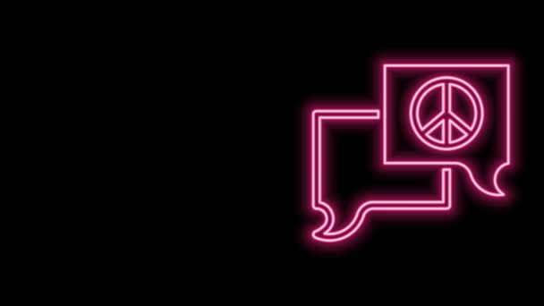 Glowing neon line Speech bubble chat icon isolated on black background. Message icon. Communication or comment chat symbol. 4K Video motion graphic animation — Stock Video