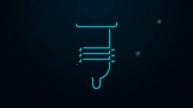 Parlayan neon hattı prezervatif güvenli seks ikonu siyah arka planda izole edildi. Güvenli aşk sembolü. Erkekler için doğum kontrol yöntemi. 4K Video hareketli grafik canlandırması