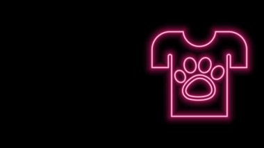 Parlayan neon hattı gönüllü hayvan ikonu siyah arka planda izole edildi. Hayvan bakımı konsepti. 4K Video hareketli grafik canlandırması