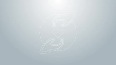 Mavi çizgi. Gri arkaplanda Pleasant ilişki simgesi var. Romantik ilişki mi yoksa hoş bir tanışma konsepti mi? 4K Video hareketli grafik canlandırması