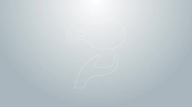 Mavi çizgi bağış yiyecek ikonu gri arka planda izole edildi. 4K Video hareketli grafik canlandırması