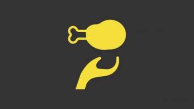 Sarı Bağış gıda ikonu gri arka planda izole edildi. 4K Video hareketli grafik canlandırması