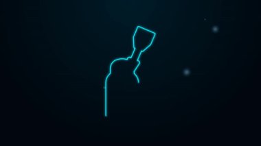 Siyah arkaplanda izole edilmiş manikür ikonu için parlayan neon hattı Milling kesicisi. Manikür için bir cihaz. Manikür aletleri. 4K Video hareketli grafik canlandırması