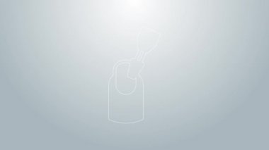 Manikür ikonu için mavi çizgi Milling kesicisi gri arka planda izole edildi. Manikür için bir cihaz. Manikür aletleri. 4K Video hareketli grafik canlandırması