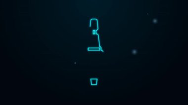 Siyah arkaplanda izole edilmiş manikür ikonu için parlayan neon hattı Milling kesicisi. Manikür için bir cihaz. Manikür aletleri. 4K Video hareketli grafik canlandırması