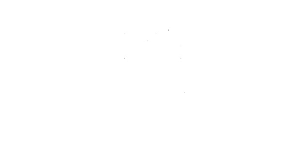 Черная линия Иконка пожертвования одежды изолированы на белом фоне. Видеографическая анимация 4K — стоковое видео