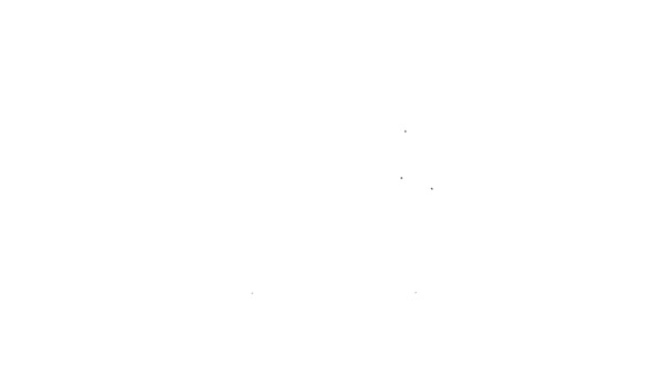 Corazón de línea negra con un icono de cruz aislado sobre fondo blanco. Primeros auxilios. Signo de atención sanitaria, médica y farmacia. Animación gráfica de vídeo 4K — Vídeo de stock