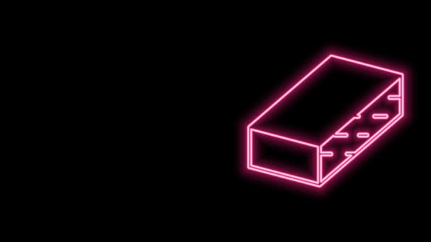 Leuchtende Neon Line Nagelfeile Symbol isoliert auf schwarzem Hintergrund. Maniküre-Werkzeug. 4K Video Motion Grafik Animation — Stockvideo