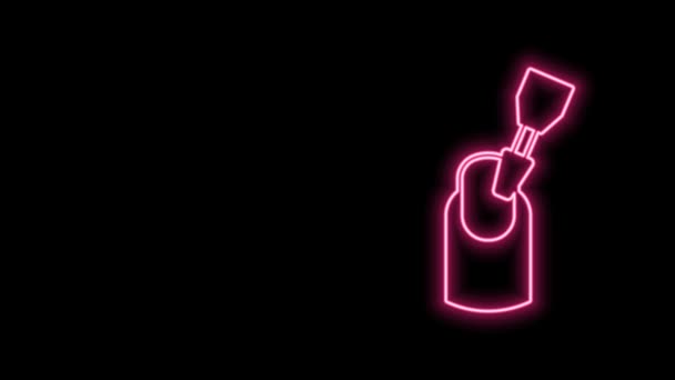 Siyah arkaplanda izole edilmiş manikür ikonu için parlayan neon hattı Milling kesicisi. Manikür için bir cihaz. Manikür aletleri. 4K Video hareketli grafik canlandırması — Stok video