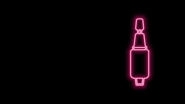 Leuchtende Neon-Linie Fräser für Maniküre-Symbol isoliert auf schwarzem Hintergrund. Apparat für Maniküre. Maniküre-Werkzeuge. 4K Video Motion Grafik Animation — Stockvideo