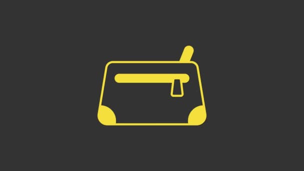 Yellow Cosmetic bag icon isolated on grey background. 4K Video motion graphic animation — Stock Video