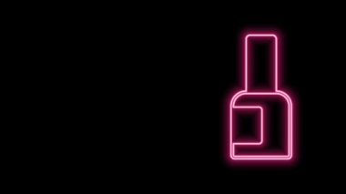 Parlayan neon çizgisi, siyah arka planda izole edilmiş tırnak cilası ikonu. 4K Video hareketli grafik canlandırması