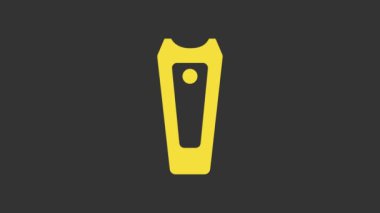 Sarı Tırnak Kesici simgesi gri arkaplanda izole edildi. Tırnak makası. 4K Video hareketli grafik canlandırması