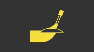 Sarı Manikür simgesi gri arkaplanda izole edildi. 4K Video hareketli grafik canlandırması