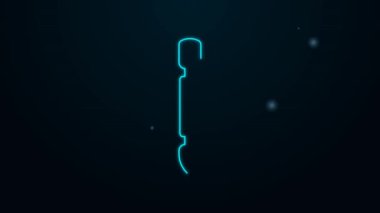 Parlayan neon çizgisi, siyah arka planda izole edilmiş, tırnak cisimciği simgesi. Manikür için bir araç. 4K Video hareketli grafik canlandırması