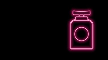 Siyah arka planda izole edilmiş parlak neon çizgili el kremi ikonu. 4K Video hareketli grafik canlandırması