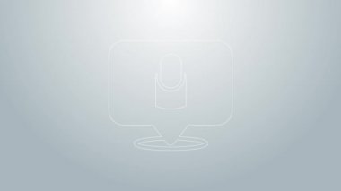 Mavi çizgi manikür simgesi gri arkaplanda izole edildi. 4K Video hareketli grafik canlandırması