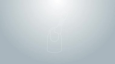 Mavi çizgili manikür ikonu gri arkaplanda izole edildi. 4K Video hareketli grafik canlandırması