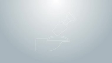 Manikür ikonu için mavi çizgi Milling kesicisi gri arka planda izole edildi. Manikür için bir cihaz. Manikür aletleri. 4K Video hareketli grafik canlandırması