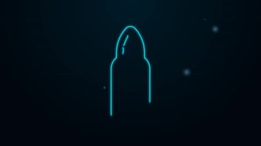 Parlayan neon hattı manikür ikonu siyah arkaplanda izole edildi. 4K Video hareketli grafik canlandırması