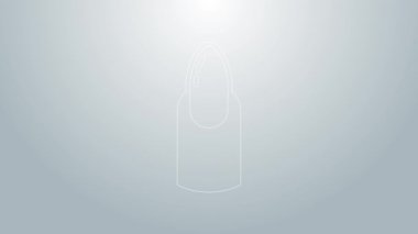 Mavi çizgili manikür ikonu gri arkaplanda izole edildi. 4K Video hareketli grafik canlandırması